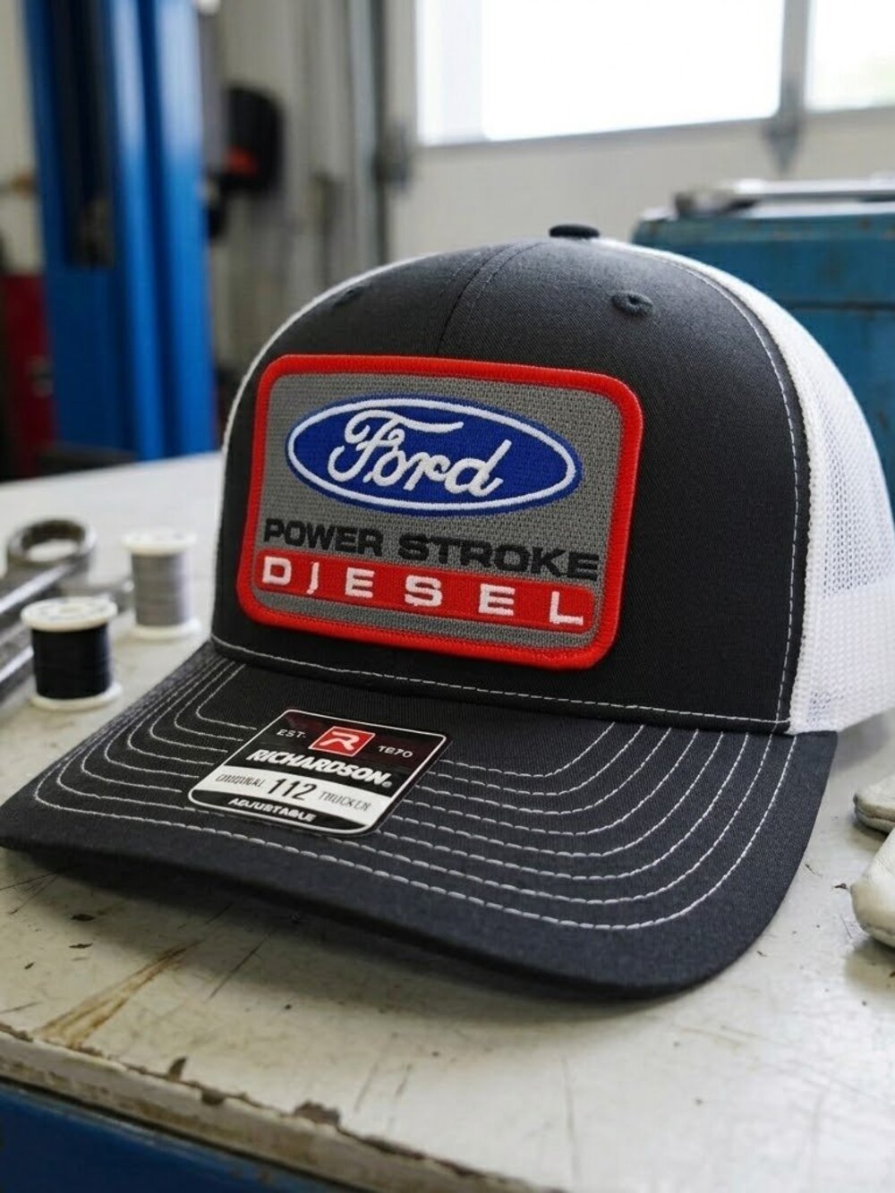 Ford Power Stroke Diesel Patch Black White Richardson 112 Trucker Hat New F150